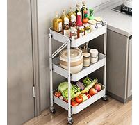 Carrello portaoggetti a 3 ripiani per cucina e bagno nizer, multiuso, porta verdure e pane, ripiani per un facile accesso, soluzione salvaspazio