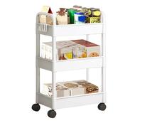 Carrello portaoggetti a 3 ripiani su ruote - scaffale mobile salvaspazio, organizer cucina bagno lavanderia ufficio, carrello scorrevole multiuso per libri accessori snack pulizie con manico