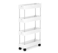 Carrello Portaoggetti a 4 Ripiani, Carrellino Cucina Salvaspazio a Ruote, carrello scorrevole, Scaffale alto e Stretto per cucina, bagno, lavanderia, camera da letto, spazi stretti, 40 x 12.5 x 86 cm