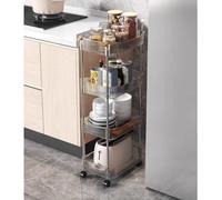 Carrello portaoggetti a 4 ripiani con ruote, mobile ad angolo sottile, trasparente, multifunzione, per casa e ufficio