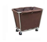 Carrello Portaoggetti A Mano, Grande Carrello Portabiancheria Con Ruote In Gomma Da 5 Pollici, Telaio In Acciaio Inossidabile, Carrello Per Biancheria Per Il Servizio In Camera D'Albergo, Blu/Marrone