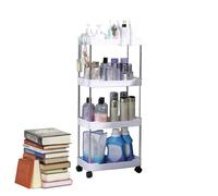 Carrello portaoggetti a più livelli, organizer per pannolini, multiuso, per acqua minerale e gel doccia, compatto con ruote, per cucina, bagno, camera da letto