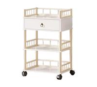 Carrello portaoggetti a tre livelli, robusto organizer in legno con cassetti e ruote girevoli con freno, durevole e versatile per l'organizzazione di casa e ufficio