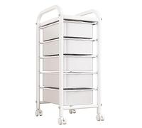 Carrello portaoggetti bianco con 4/5 cassetti multiuso su ruote, per casa, ufficio, scuola e asilo, carrello artistico (opzioni a 4 livelli e 5 livelli)