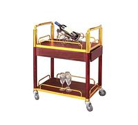 Carrello portaoggetti Carrello di servizio a tre piani, carrello 4S, carrello per hotel in stile europeo, carrello per vino in legno massello, carrello a rulli / acciaio inossidabile legno massello