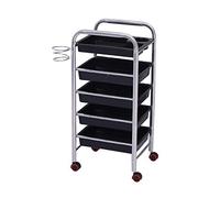 Carrello portaoggetti, carrello portavivande, carrello portavivande, carrello portautensili a 5 ripiani con cassetti, carrello per parrucchiere, supporto in metallo, carrello multiuso con ru
