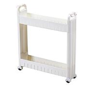 Carrello portaoggetti compatto con ruote, carrello portaoggetti sottile, organizer per scaffalatura mobile, carrello portaoggetti scorrevole, scaffale per spazi stretti (colore: bianco, dimensioni: 2