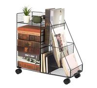 Carrello portaoggetti compatto in ferro, libreria con rotelle per casa e ufficio, facile da montare, finitura verniciata, organizer salvaspazio sotto la scrivania