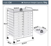 Carrello Portaoggetti con 20 Cassetti Cassettiera Torre di Stoccaggio Rimovibili