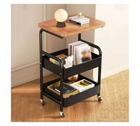 Carrello portaoggetti con rotelle, a più livelli, per il bagno, per snack e libri, con piano in legno, carrello a 2 ripiani, per soggiorno e cucina