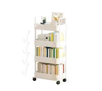 Carrello portaoggetti con rotelle, organizer per libri, scaffale a 3/4 ripiani, organizer mobile con ruote e ganci, organizzazione della casa