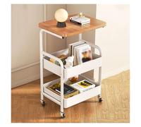 Carrello portaoggetti con rotelle, scaffale portaoggetti da bagno a più livelli, carrello mobile per snack e libri con piano in legno, carrello mobile a 2 ripiani, per soggiorno e cucina