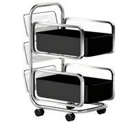 Carrello Portaoggetti con Ruote a 2 Livelli Struttura In Acciaio Al Carbonio con Cassetto Rimovibile e 2 Ruote Bloccabili per Cucina, Lavanderia e Spazi Ristretti(White)