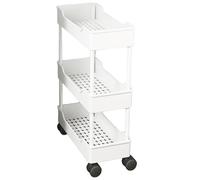 Carrello Portaoggetti con Ruote Altezza Aumentata tra i Ripiani (21cm) Realizzato in Plastica PP Organizzatore per Spazi Stretti in Cucina e Lavanderia(White,40 * 15 * 62cm)