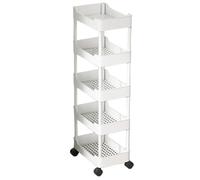 Carrello Portaoggetti con Ruote Altezza Aumentata tra i Ripiani (21cm) Realizzato in Plastica PP Organizzatore per Spazi Stretti in Cucina e Lavanderia(White,40 * 25 * 114cm)