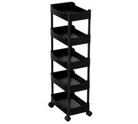 Carrello Portaoggetti con Ruote Altezza Aumentata tra i Ripiani (21cm) Realizzato in Plastica PP Organizzatore per Spazi Stretti in Cucina e Lavanderia(Black,40 * 25 * 114cm)
