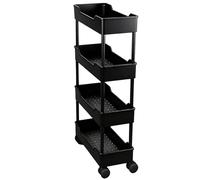 Carrello Portaoggetti con Ruote Altezza Aumentata tra i Ripiani (21cm) Realizzato in Plastica PP Organizzatore per Spazi Stretti in Cucina e Lavanderia(Black,40 * 15 * 88cm)