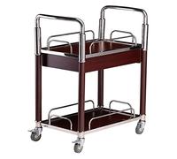 Carrello portaoggetti con serratura in metallo e legno massello, a 2 ripiani, per cucina di ristoranti e hotel, con ruote, elegante carrello da portata