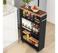 Carrello Portaoggetti Cucina Slim Salvaspazio Nero Industrial Multiuso con Ruote