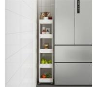 Carrello portaoggetti da bagno a 3 4 5 ripiani in ABS con design a scarico cavo, multifunzione, per cucina e bagno, bianco (5 18 cm)