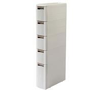 Carrello portaoggetti da bagno sottile largo 17,8 cm, bianco, con 5 piccoli cassetti in plastica, perfetto per spazi ristretti e per massimizzare le soluzioni di archiviazione