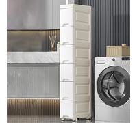 Carrello portaoggetti da bagno sottile su ruote, organizer alto e stretto per piccoli spazi, unità salvaspazio con cassetti, perfetto per bagni, armadi e ripostigli.