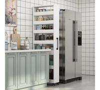 Carrello portaoggetti da cucina a 7 livelli con manico e ruote, ripiano stretto autoportante per piccoli spazi, ideale per bagno, lavanderia e organizzazione delle spezie