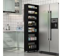 Carrello portaoggetti da cucina a 7 livelli con manico e ruote, ripiano stretto autoportante per piccoli spazi, ideale per bagno, lavanderia e organizzazione delle spezie