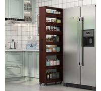 Carrello portaoggetti da cucina a 7 livelli con manico e ruote, ripiano stretto autoportante per piccoli spazi, ideale per bagno, lavanderia e organizzazione delle spezie