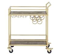 Carrello Portaoggetti Da Cucina, Carrello Portaoggetti Con Ruote, Carrello Portaoggetti Da Bar, Carrello Portavivande Da Sala Da Pranzo, Struttura In Metallo Dorato A 2 Strati, Ripiano Superiore In L