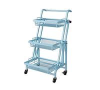 Carrello portaoggetti da cucina con ruote, ripiani in metallo pieghevoli paralleli, supporto per microonde a 3 livelli per spezie, pentole e padelle, cestino rimovibile (dimensioni: 3 livell