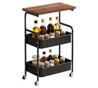 Carrello Portaoggetti da Cucina con Ruote Ripiano Scorrevole a 3 Livelli | Porta Frutta e Verdura per Cucina per Patate Cipolle Cibo Caffè Snack Trucco Bar Soggiorno Camera da