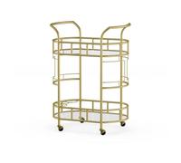 Carrello portaoggetti da cucina, in metallo dorato opaco, organizer a 2 ripiani, per sala da pranzo, design moderno con tavolo a isola