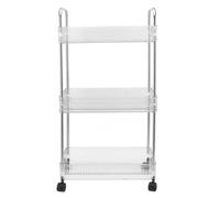 Carrello portaoggetti da cucina multifunzionale a 3 ripiani con design a carrello, per bagno, lavanderia, spazi ristretti in PET e acciaio inossidabile 201 (3 ripiani)