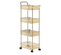 Carrello portaoggetti da cucina, scaffale per bagno, carrello portaoggetti scorrevole con maniglia e ganci, carrello portafrutta e verdura, scaffale per libri, salvaspazio (G