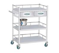 Carrello portaoggetti in Acciaio Inox a 2 Strati, Portata Massima 150 kg, per ospedali, cliniche e Laboratori - Carrello Medico Ideale per Procedure estetiche (Doppio cassetto - 80 × 48 × 86