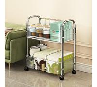 Carrello portaoggetti in acrilico a 2/3/4 ripiani, con ruote bloccabili e maniglia per cucina e soggiorno, carrello multiuso, soluzione versatile per la casa