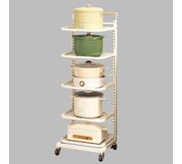 Carrello portaoggetti in metallo, a 5 ripiani, da cucina, bianco, resistente, per pentole, padelle e dispense, versatile per casa e ufficio