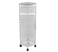Carrello portaoggetti in metallo a più livelli per cucina e bagno con ruote Cestello rotante per frutta e verdura Scaffale rotondo per soggiorno Facile montaggio e risparmio di spazio.