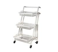 Carrello portaoggetti in metallo con ruote, carrello di servizio a 3 livelli con cestelli in filo metallico, carrello portaoggetti pieghevole parallelo, carrello da cucina con ruote per casa