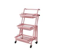 Carrello portaoggetti in metallo con ruote, carrello di servizio a 3 livelli con cestelli in filo metallico, carrello portaoggetti pieghevole parallelo, carrello da cucina con ruote per casa
