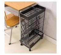 Carrello portaoggetti in metallo con ruote, libreria mobile a 6 ripiani per ufficio, dormitorio e aula