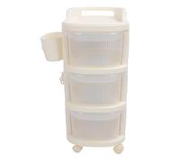 Carrello Portaoggetti in Plastica, Carrello Portaoggetti con Cassetti a 3 Strati Carrello Portaoggetti con Tazze Extra Sospese Maniglie Ruote Bloccabili Carrello Organizzatore