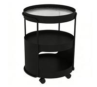 Carrello portaoggetti mobile a 2 ripiani con contenitore, ripiani in metallo con rotelle, organizer da pavimento stretto per cucina e lavanderia, spazi stretti (nero, 35 x 35 x 50 cm)