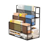 Carrello portaoggetti mobile a 4 ripiani, con ruote, organizer per documenti d'ufficio, libri per aule, biblioteche scolastiche nero 55 * 21 * 50cm
