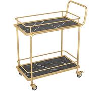 Carrello portaoggetti moderno in metallo nero con ruote per cucina e soggiorno, robusto, con 2 ripiani, carrello di servizio multiuso e rastrelliera