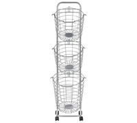 Carrello Portaoggetti per Bagno 3 Cestelli in Metallo Argento con Ruote Ayapal