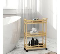 Carrello Portaoggetti per Bagno a 3 Livelli in Bambù, 55x20x75 cm, color Legno