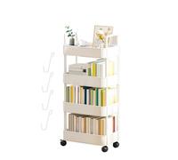 Carrello portaoggetti per carrello per libri | Scaffale a 3/4 livelli con ruote e ganci, per cucina, camera da , soggiorno