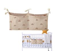 Carrello portaoggetti per culla - Organizer leggero da comodino per culla, garza di cotone | Borsa tascabile per bottiglie, libri, salviette, e, organizer per la cameretta da viag